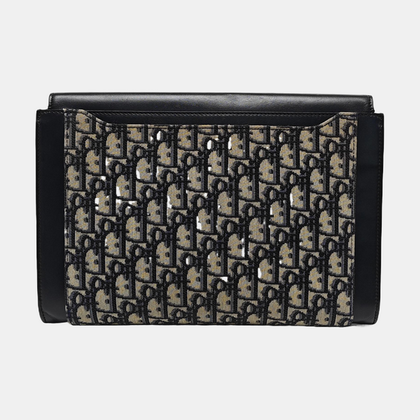 Oblique Canvas Clutch Blue