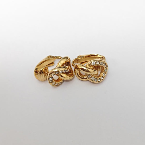 Twist Round Metal Gold Clip On Earrings