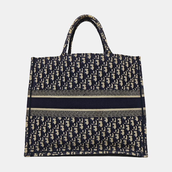 Book Tote Large Oblique Canvas Blue