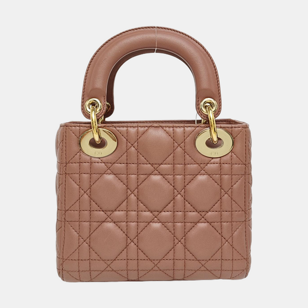 Authenticated pre-owned Lady Dior Mini Lambskin Beige - Tote Bag at Looply