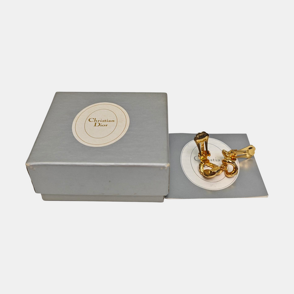 Twist Round Metal Gold Clip On Earrings