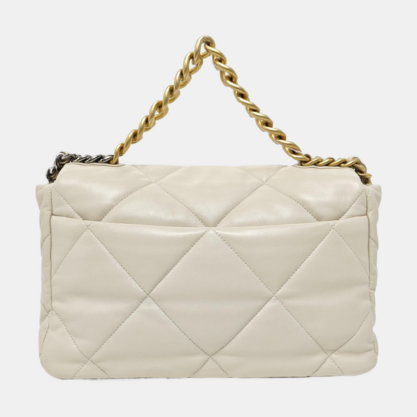 CHANEL 19 Large Quilted Lambskin Beige