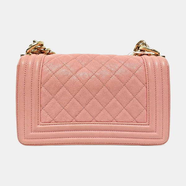 BOY CHANEL Mini Quilted Grained Calfskin Pink