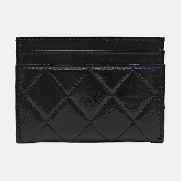 CHANEL 31 Quilted Lambskin Black Card Holder