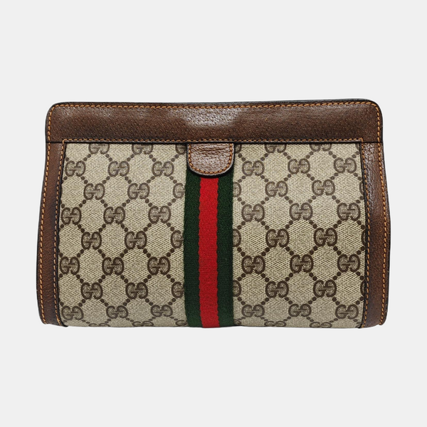 Monogram Coated Canvas Clutch Beige