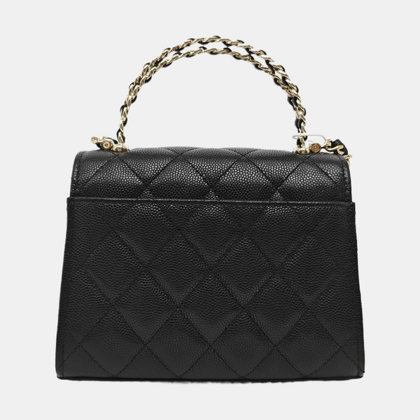 25S Quilted Grained Calfskin Black