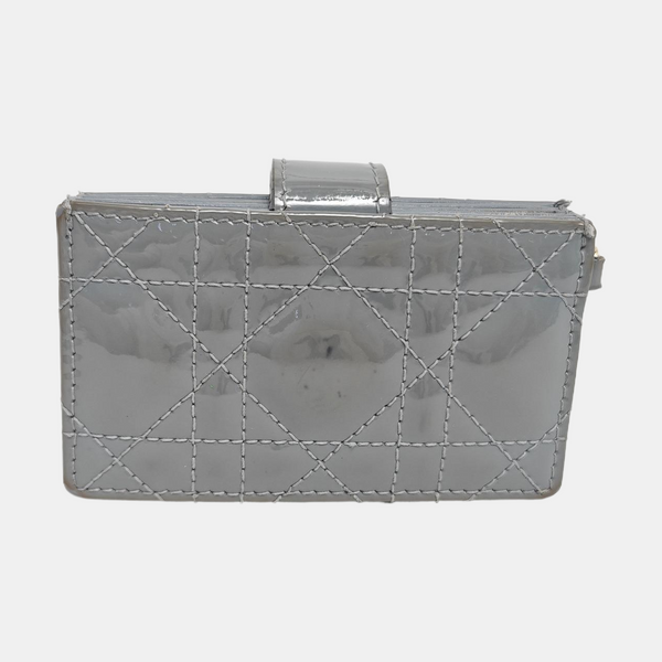 Lady Dior Cannage Patent Leather Blue Card Holder