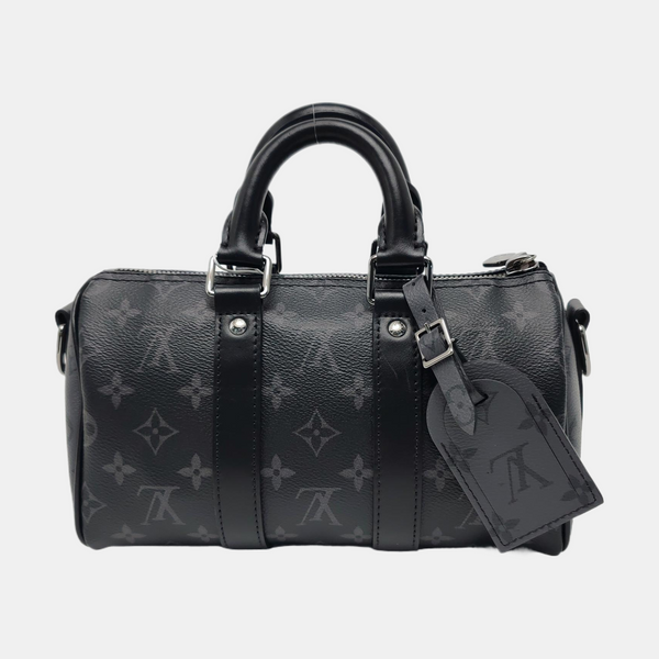 KEEPALL 25 Monogram Coated Canvas Black