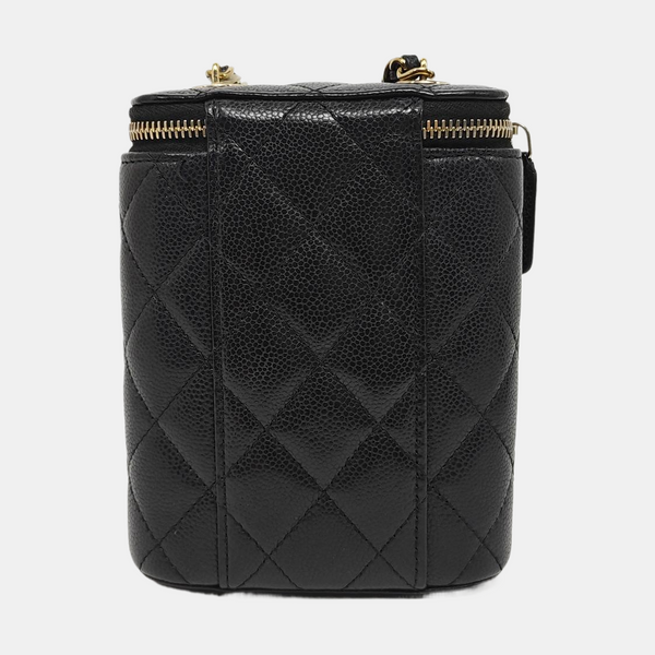 VANITY CASE Mini Quilted Grained Calfskin Black