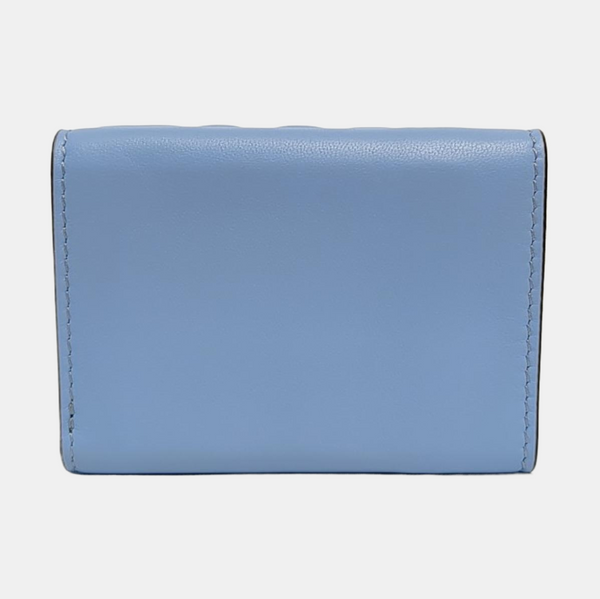 Trifold Large Lambskin Blue Card Holder