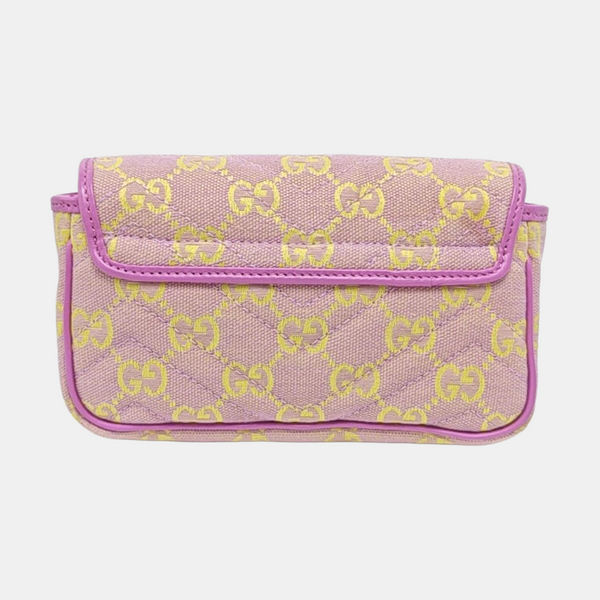 GG Marmont Mini Quilted, Monogram Canvas Pink