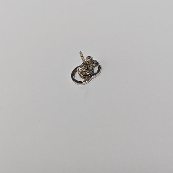 GG Running 18k White Gold Silver Stud Earrings