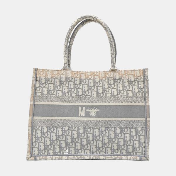 Book Tote Medium Oblique Canvas White