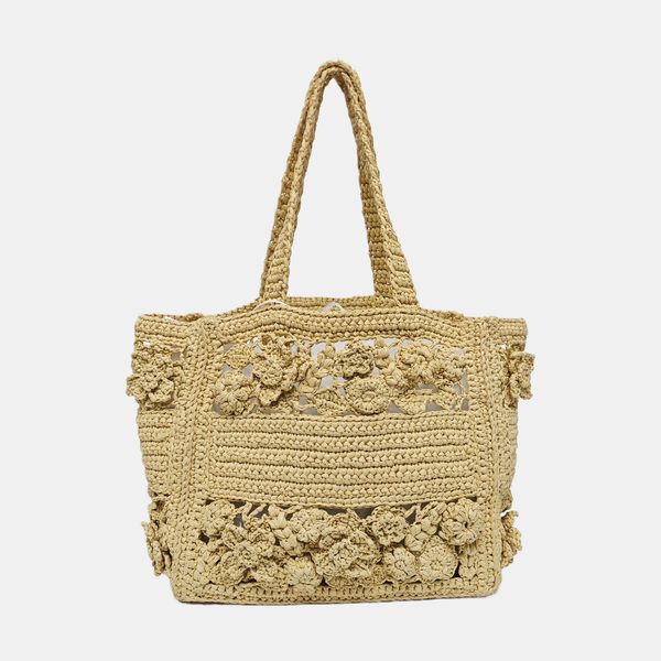 Book Tote Small Straw Beige