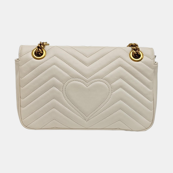 GG Marmont Medium Quilted Calfskin White