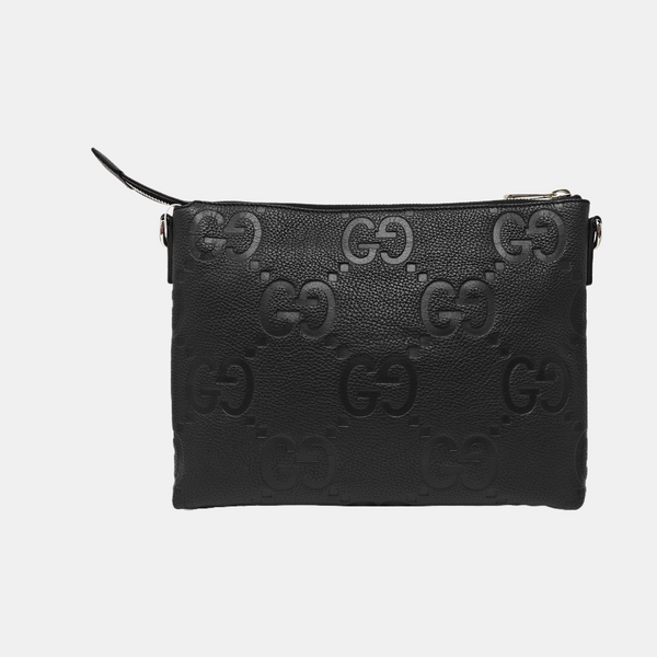 Monogram Leather Crossbody Bag Black