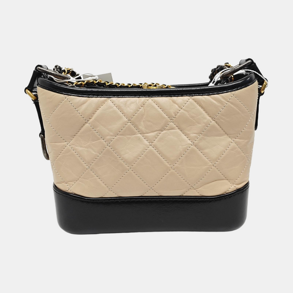 GABRIELLE Small Quilted Calfskin Beige