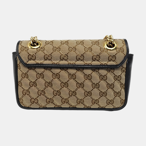 GG Marmont Small Quilted Canvas Brown