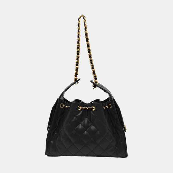 CHANEL 25 Small Quilted Grained Calfskin Black
