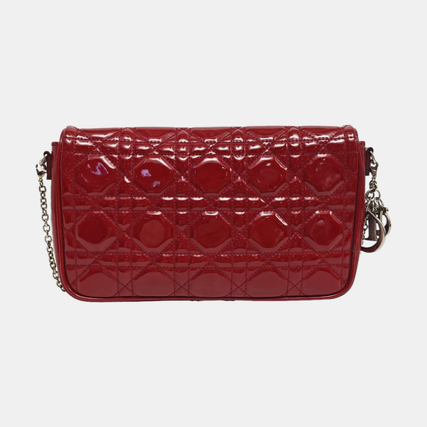 Lady Dior Cuero Charol Acolchado Rojo