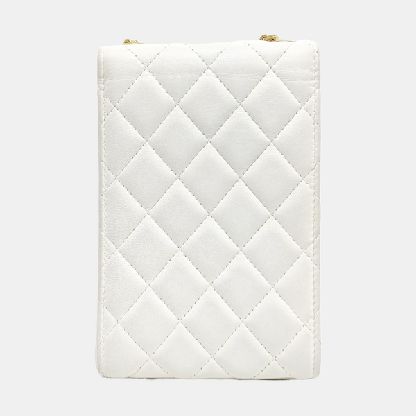 Quilted Lambskin Crossbody Bag White