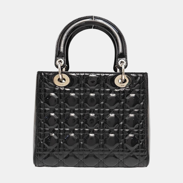 Lady Dior Medium Cannage Patent Leather Black