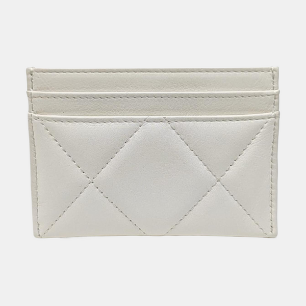 CHANEL 19 Small Quilted Calfskin White Card Holder