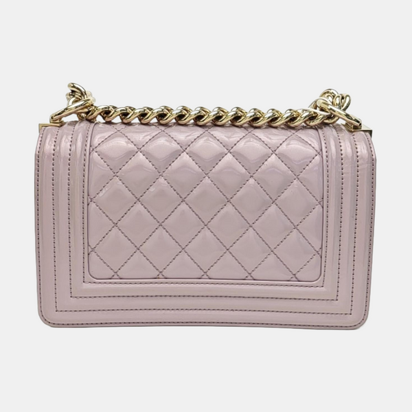 BOY CHANEL Small Quilted Patent Leather Purple