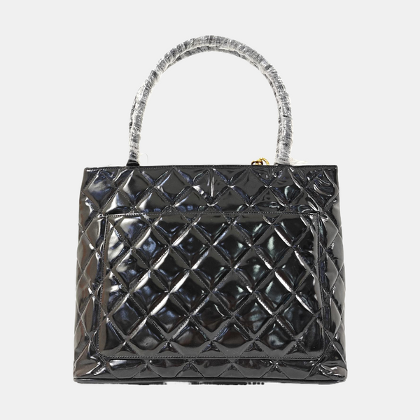 MEDALLION Quilted Patent Leather Black