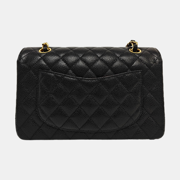 CLASSIC FLAP Small Quilted Grained Calfskin Black