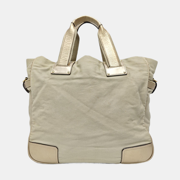 Canvas Top Handle Bag Beige
