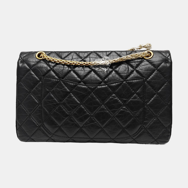 2.55 Maxi Quilted Waxed Cafskin Black