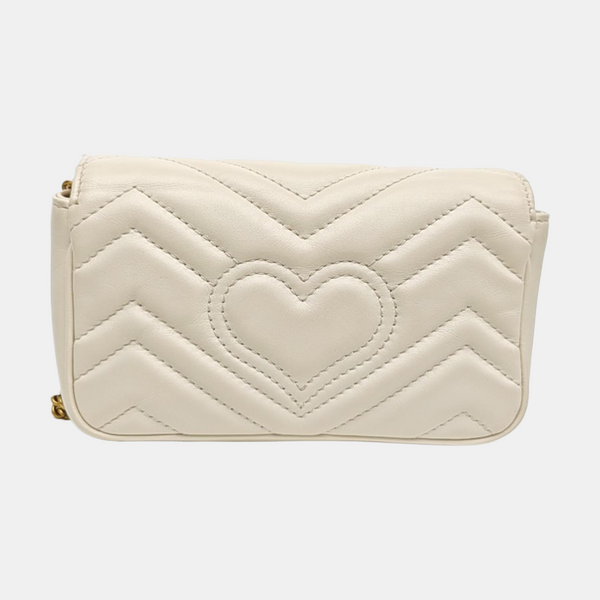 GG Marmont Mini Quilted Calfskin White