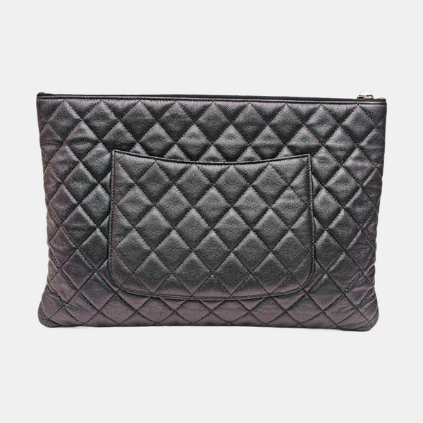 Quilted Patent Leather Tote Bag Green