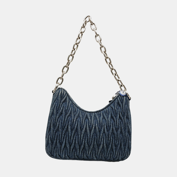 Quilted Denim Shoulder Bag Blue