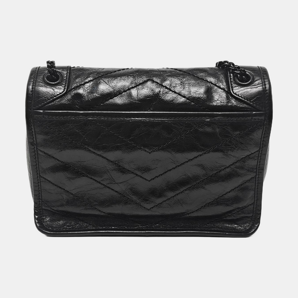NIKI Small Chevron Calfskin Black