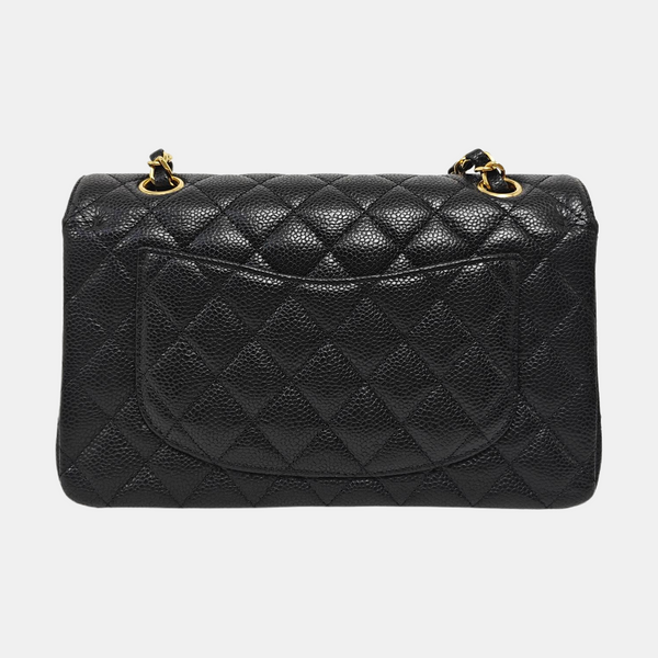 CLASSIC FLAP Small Quilted Grained Calfskin Black