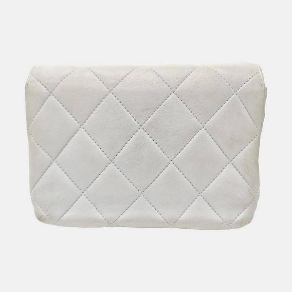 Quilted Lambskin Shoulder Bag White