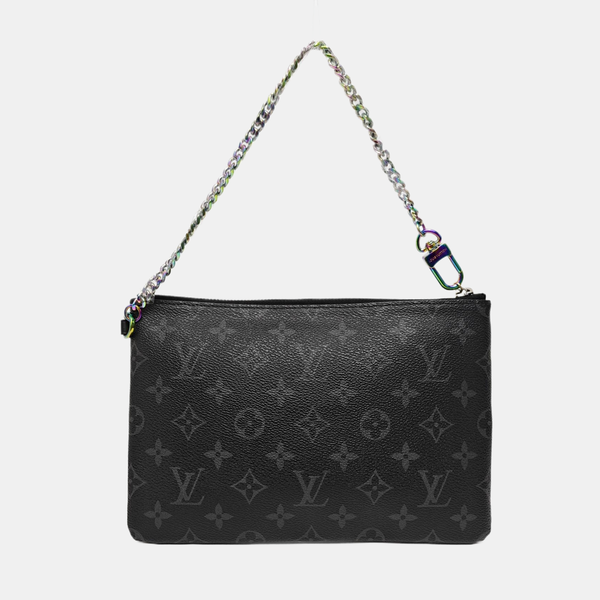 Monogram Coated Canvas Clutch Black