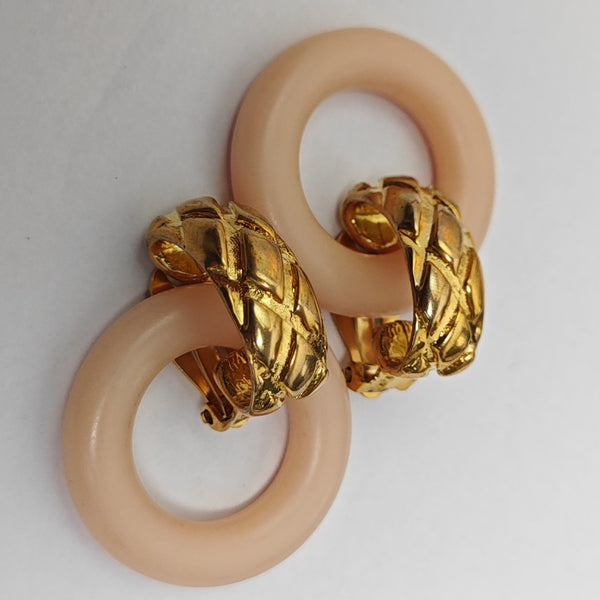 Metal Pink Clip On Earrings