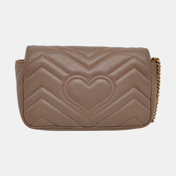 GG Marmont Mini Quilted Calfskin Beige