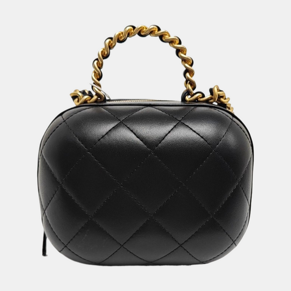 Quilted Lambskin Shoulder Bag Black