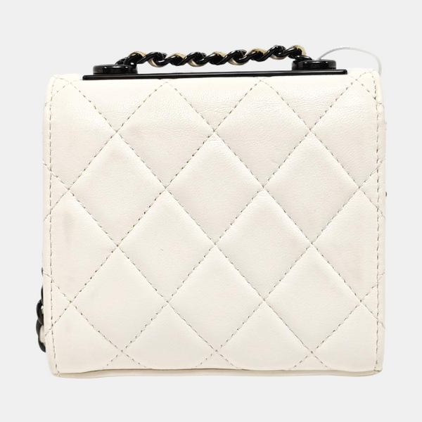 TRENDY CC Mini Quilted Lambskin White