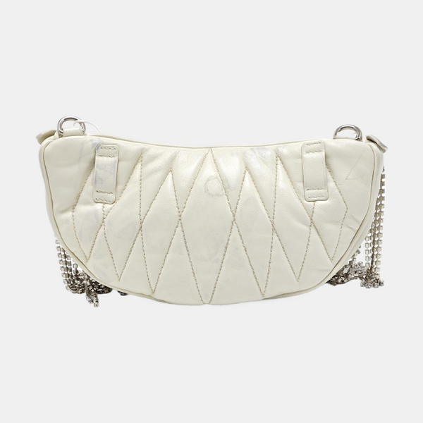 Quilted Lambskin Shoulder Bag White