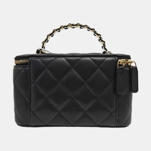VANITY CASE Small Quilted Grained Calfskin Black