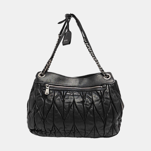 Miu Coffer Quilted Lambskin Black