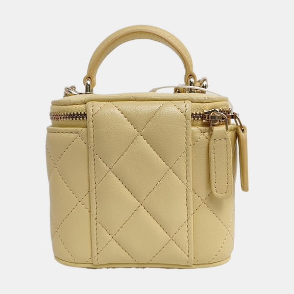 VANITY CASE Mini Quilted Lambskin Yellow