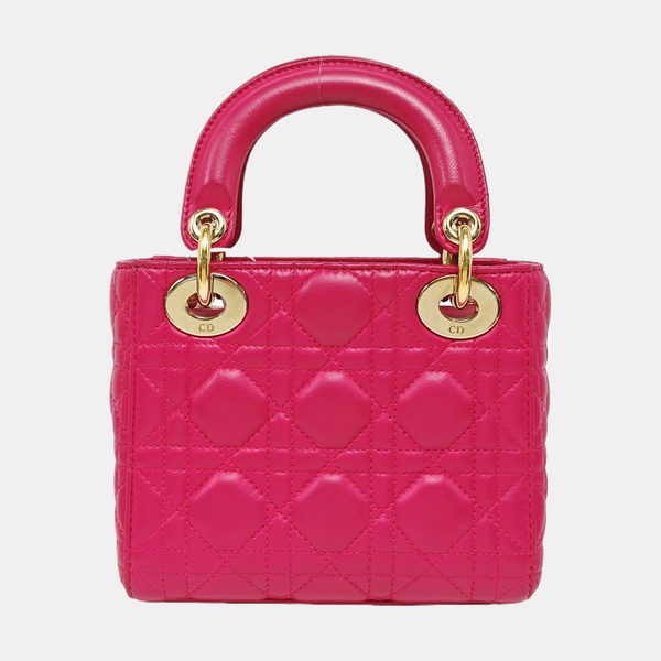 Lady Dior Mini Cannage Lambskin Red