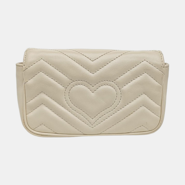 GG Marmont Mini Quilted Calfskin White