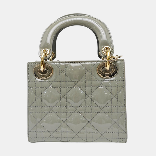 Lady Dior Mini Cannage Patent Leather Green